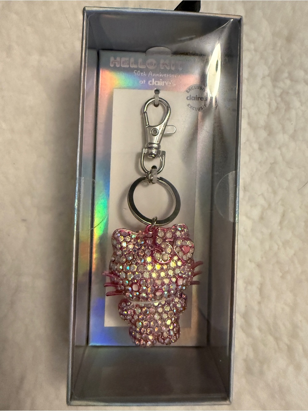Hello Kitty Pink Crystal Keychain 50th anniversary - Claire's Exclusive